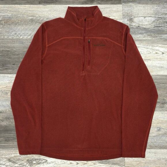 Eddie Bauer Brick Red Mens Large Quarter Zip Mock Neck Knit Pullover‎ Sweater - Picture 1 of 11